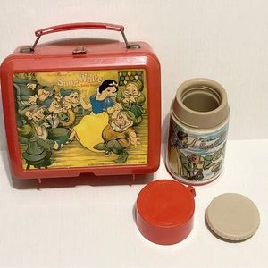 Vintage Collectible 1980’s Plastic Walt Disney's Snow White Lunch Box & Thermos